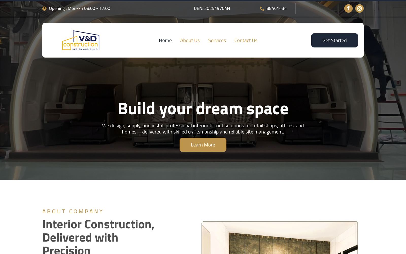V&D Construction Pte Ltd website